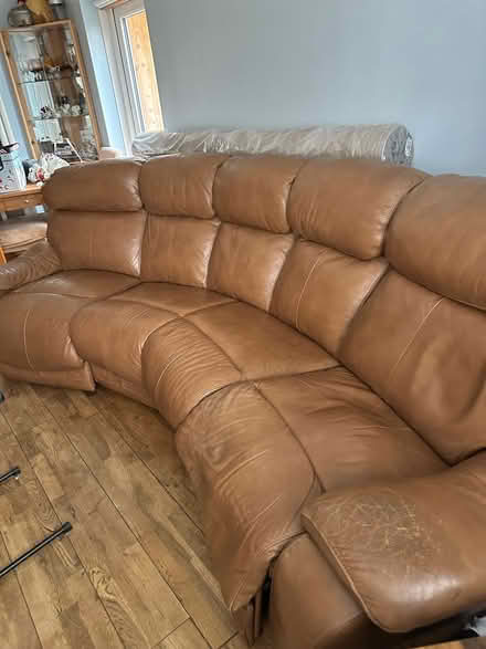 Photo of free Light brown leather sofa 5 seater (Eight Ash Green CO3) #1