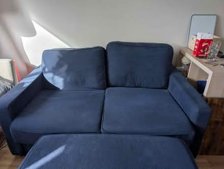 Photo of free Blue couch and footstool (Cottonmill AL1) #2