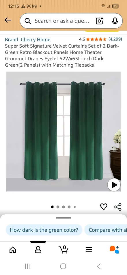 Photo of free Green black out curtains 52Wx63H (East Williamsburg) #2
