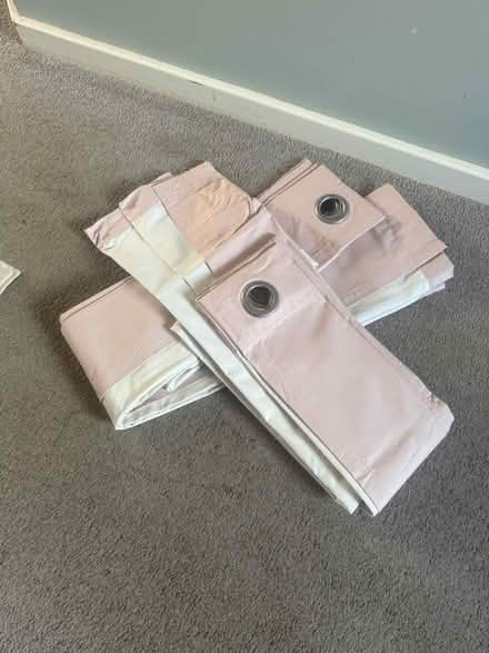 Photo of free Plush Pink Blackout Curtains (NN7 4NP) #1