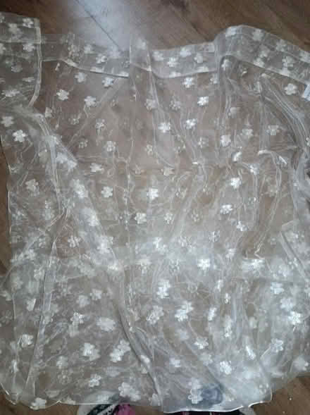 Photo of free Gold floral voile net curtain (Odd Down) #1