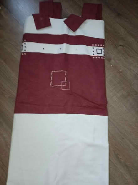 Photo of free Pair of long red & cream curtains (Odd Down) #1