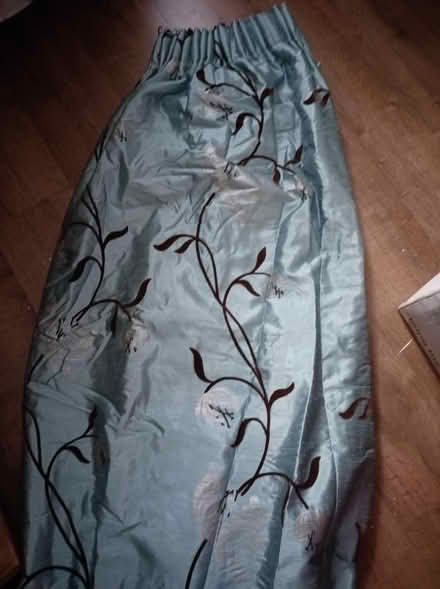 Photo of free Pair of thick lined blue curtains (Odd Down) #1