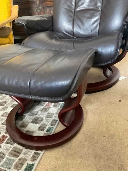 Photo of free Leather recliner n footstool (Hove BN3) #4