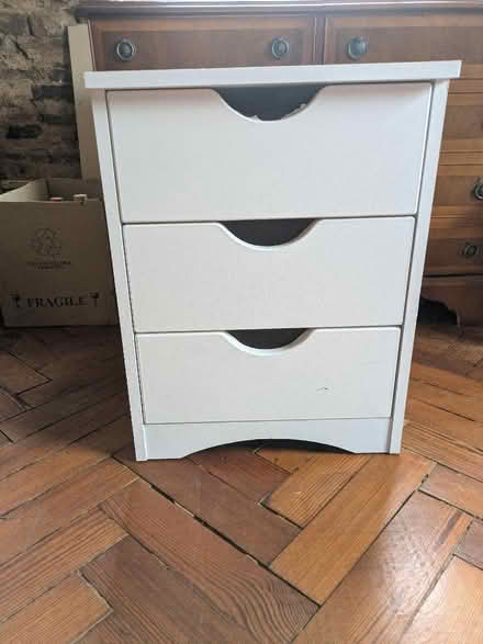 Photo of free Bedside drawers (white 3 drawers) (Woodham Ferrers CM3) #2