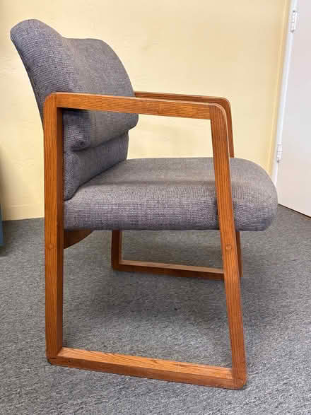 Photo of free Wooden Armchair with Gray Cushion (San Rafael) #2