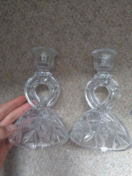 Photo of free Pair of glass crystal candle stick holders (Matlock DE4) #1