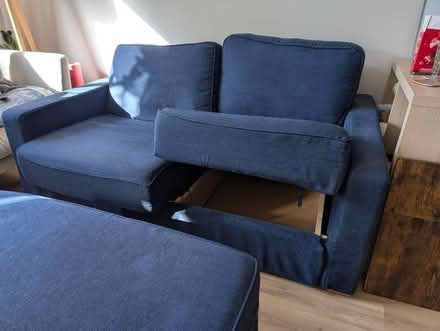 Photo of free Blue couch and footstool (Cottonmill AL1) #1