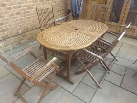 Photo of free Garden Table & 5 Chairs + Umbrella (Peacehaven) #3