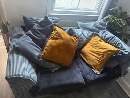 Photo of free 2 x 2 seater grey sofas and matching foot rest (Moulsham CM2) #1