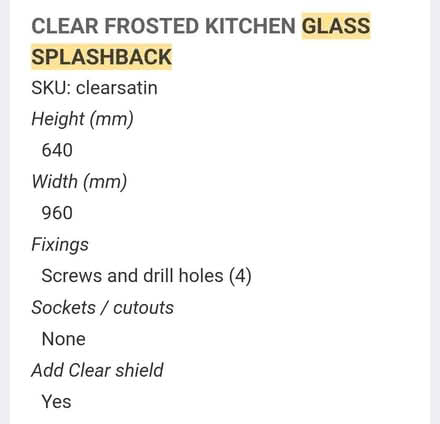Photo of free Glass splashback 960x640mm (Kidlington OX5) #2