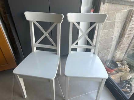 Photo of free 4 white ikea Rosentorp chairs (Oldfield Park) #1