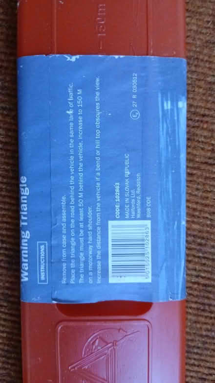 Photo of free Halfords warning triangle (Maidenhead SL6) #1