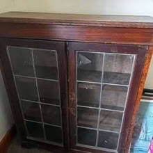 Photo of free Wooden Display Cabinet with Leaded Glass Doors (Dengie CM0) #1