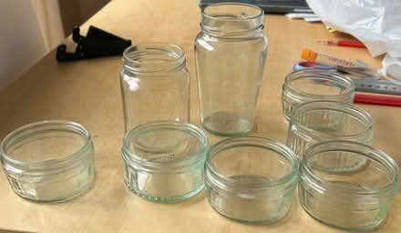 Photo of free 6 small glass pots and 2glass jars, no lids (Castleham TN37) #1