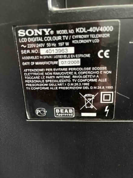 Photo of free Sony Bravia television (Bruisyard IP13) #2