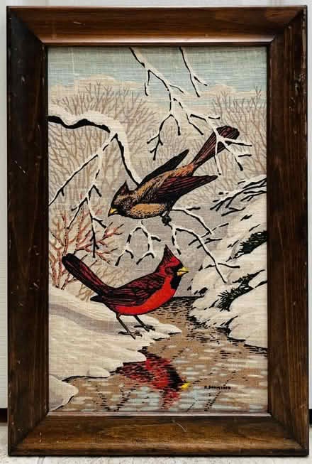 Photo of free Framed Cardinal Fabric Art (Redwood City) #1