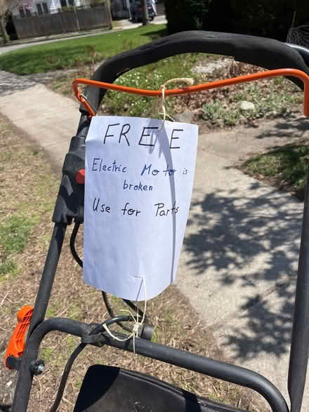 Photo of free Electric plug-in lawnmower (87 Payson Rd Belmont) #2