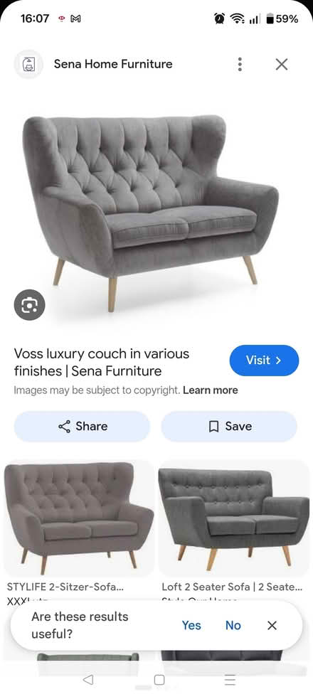 Photo of free High wingback dark grey/blue sofa (Walthamstow E17) #1