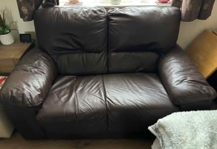 Photo of free 3 seater and 2 seater brown faux leather sofas (Woodmancote GL7) #2