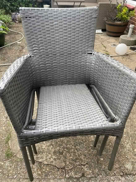 Photo of free Grey wicker garden chairs x 3 (Garston WD25) #4