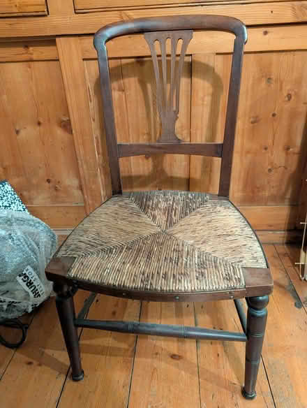 Photo of free Short wooden chair with rattan seat (South Croydon CR2) #1