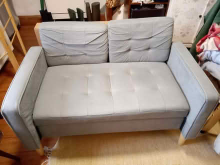 Photo of free Small grey sofa (Rhos-wen LL41) #1