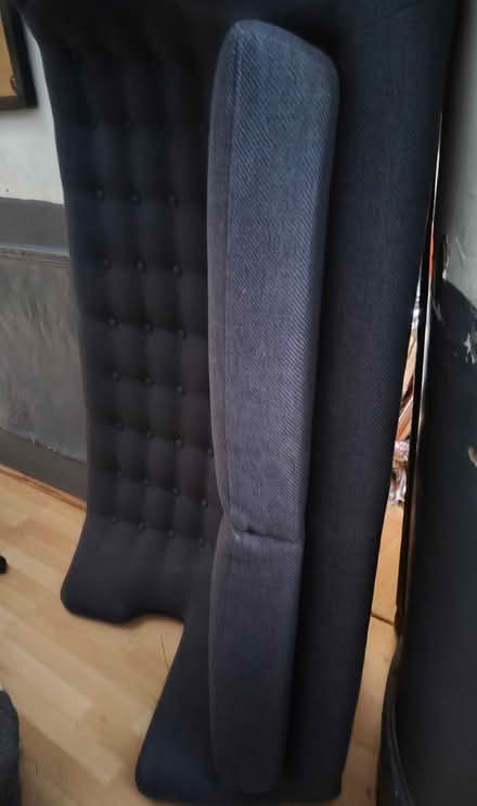 Photo of free High wingback dark grey/blue sofa (Walthamstow E17) #3