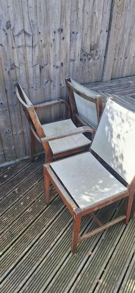 Photo of free 6 seater wooden table and chairs (Wem) #1