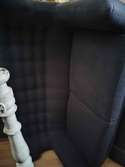 Photo of free High wingback dark grey/blue sofa (Walthamstow E17) #4