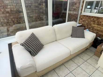 Photo of free Beige leather sofa (Barton-le-clay) #3