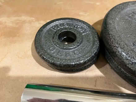 Photo of free "Proiron" weights for training, with a section of bar (Kennington SW8) #2