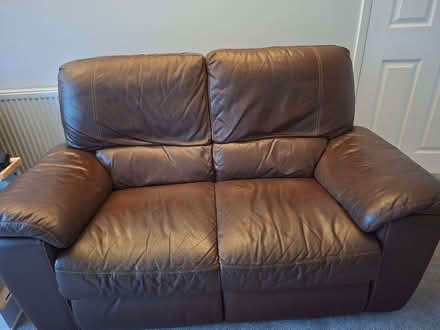 Photo of free dfs leather 2 seater sofa and chair (Mickleover DE3) #1
