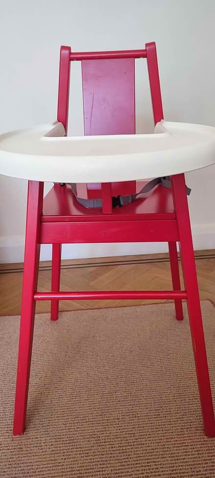 Photo of free IKEA red Blåmes wooden highchair (Purley) #2
