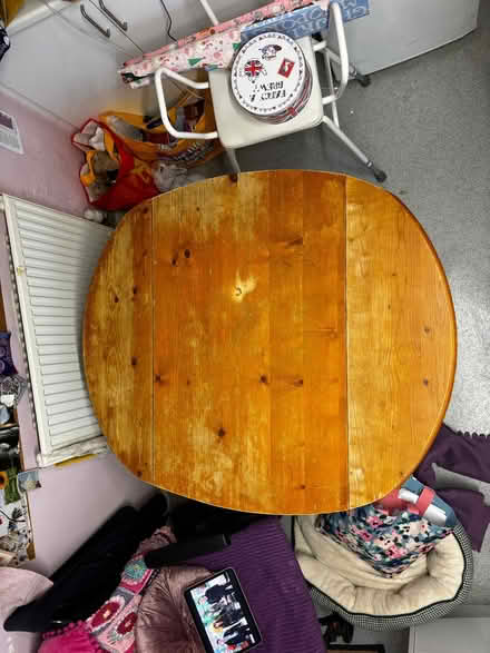 Photo of free Pine table was round, single pedestal (Far Bletchley MK3) #2
