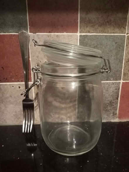 Photo of free Glass Jar with clip top lid 1 litre (Hindley) #1