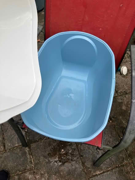Photo of free Large blue and white litter box (Stoughton) #1