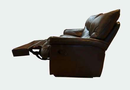 Photo of free 2 seater recliner sofa, dark brown leather (Cade Street TN21) #2