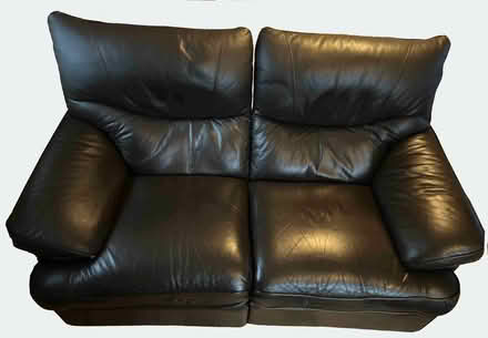 Photo of free 2 seater recliner sofa, dark brown leather (Cade Street TN21) #1