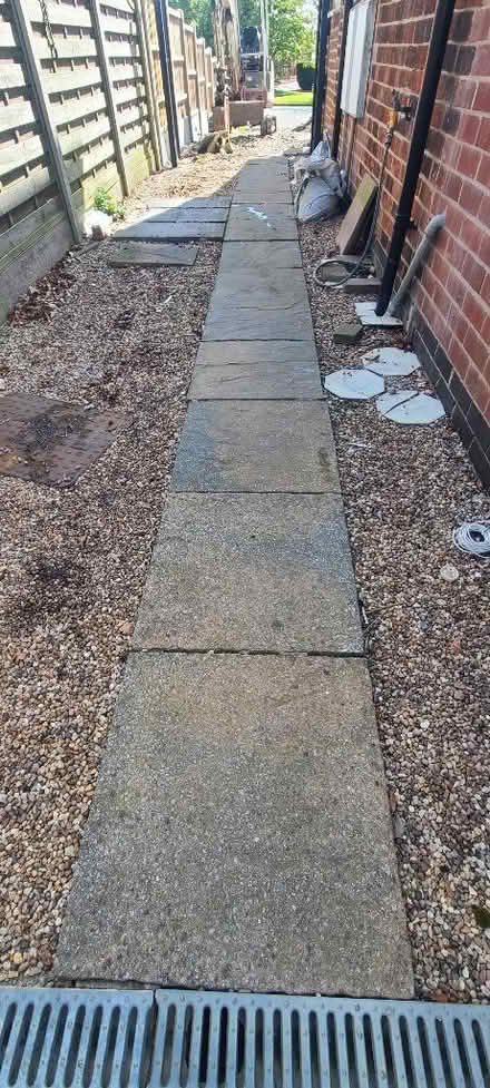 Photo of free 12 x 60cm Sq marshalls ?pendle riven concrete slabs, (Littleover DE23) #1