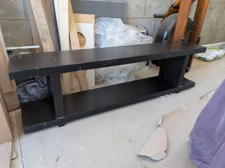 Photo of free Dark wood veneer shelf / TV stand (Bernards Heath AL1) #1