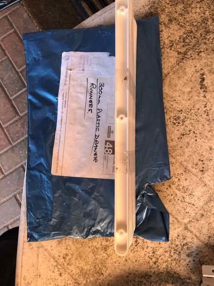 Photo of free 30 cm white plastic drawer runners (18 in total) (Wood Farm OX3) #1