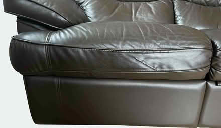 Photo of free 2 seater recliner sofa, dark brown leather (Cade Street TN21) #4