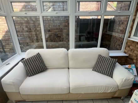 Photo of free Beige leather sofa (Barton-le-clay) #2