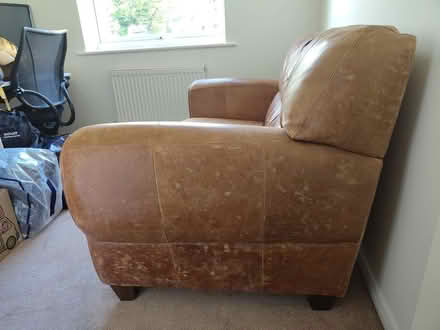 Photo of free Tan leather 2-seater sofa (Chiltern Park Ave, Berkhamsted) #2