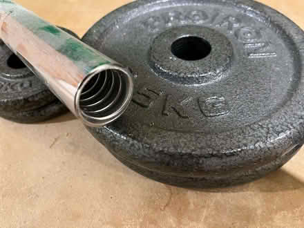 Photo of free "Proiron" weights for training, with a section of bar (Kennington SW8) #3