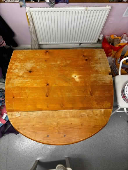 Photo of free Pine table was round, single pedestal (Far Bletchley MK3) #1