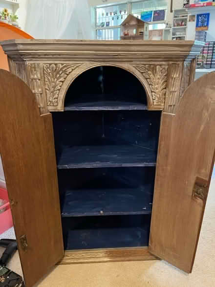 Photo of free Old corner cabinet carved painted (20165) #4
