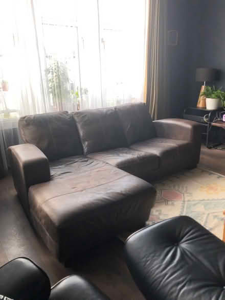 Photo of free Dfs brown leather sofa (Rutherglen G73) #2