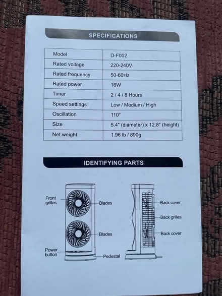 Photo of free Electric Fan (Lichfield WS13) #3